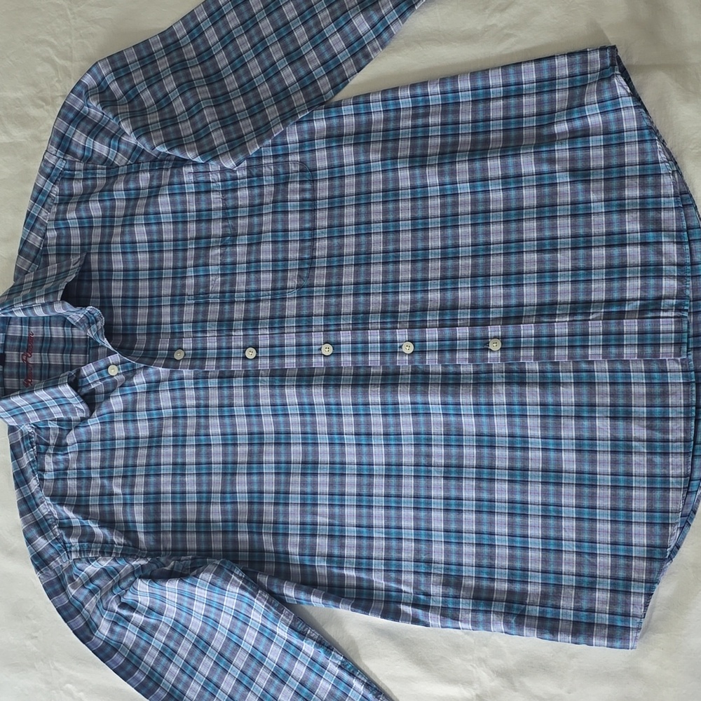 Alan Flusser Blue and White Checkered Shirt
